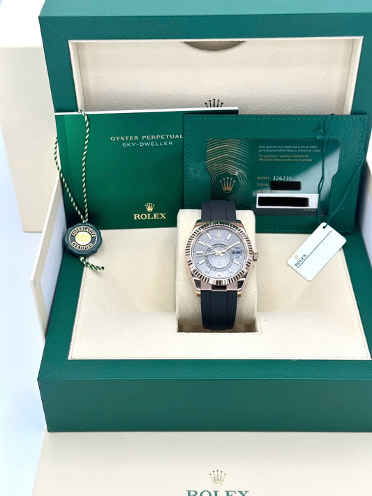 Sky-Dweller Assembled 42mm 326235 Rose Gold Oysterflex Rhodium Dial