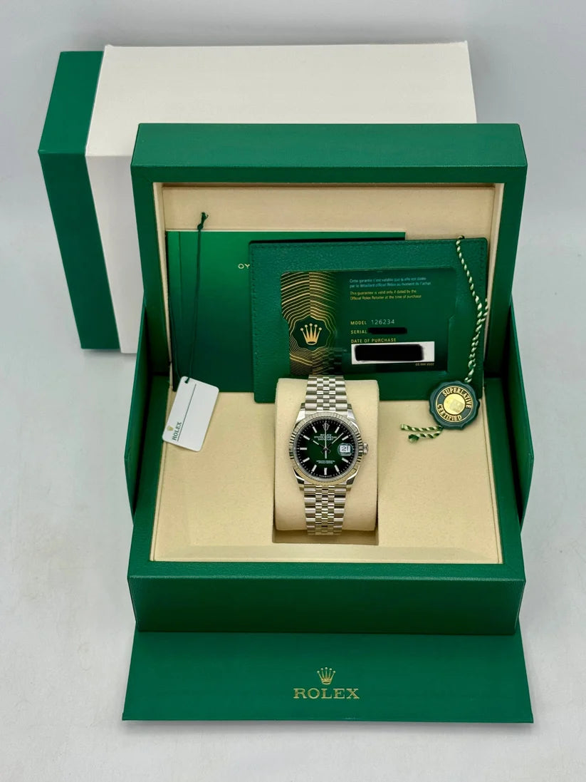New 2026 Rolex Datejust 36mm 126234 Stainless Steel Jubilee Green Ombre Dial