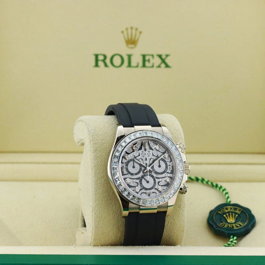 Daytona Assembled (100) 40mm Laminated white gold18k "Tiger" Black Oysterflex Strap 116588TBR (Copia)