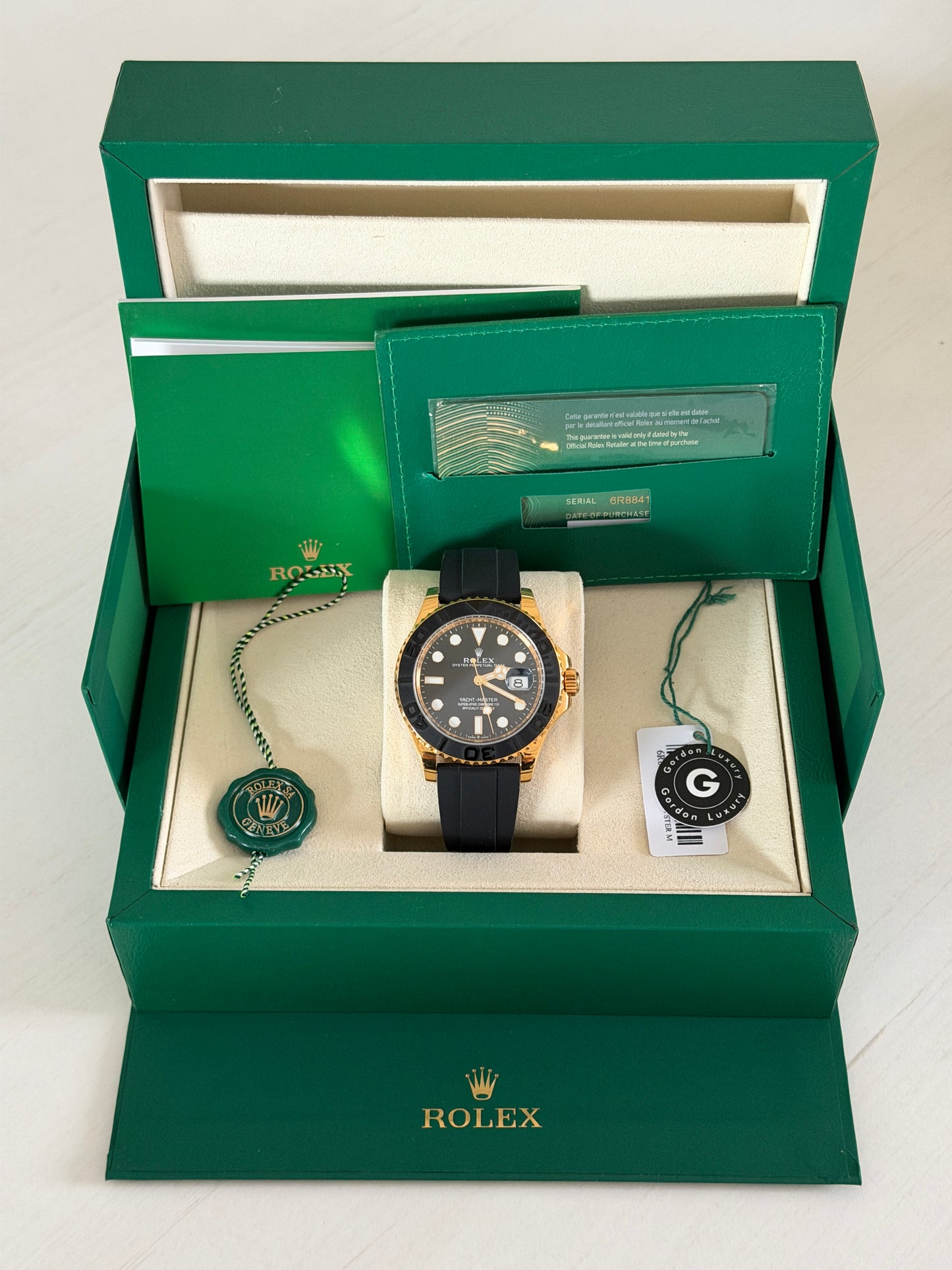 NUOVO 2024 Yacht-Master Assemblato (100) 42mm 226658 Acciaio placcato oro Oysterflex Quadrante nero