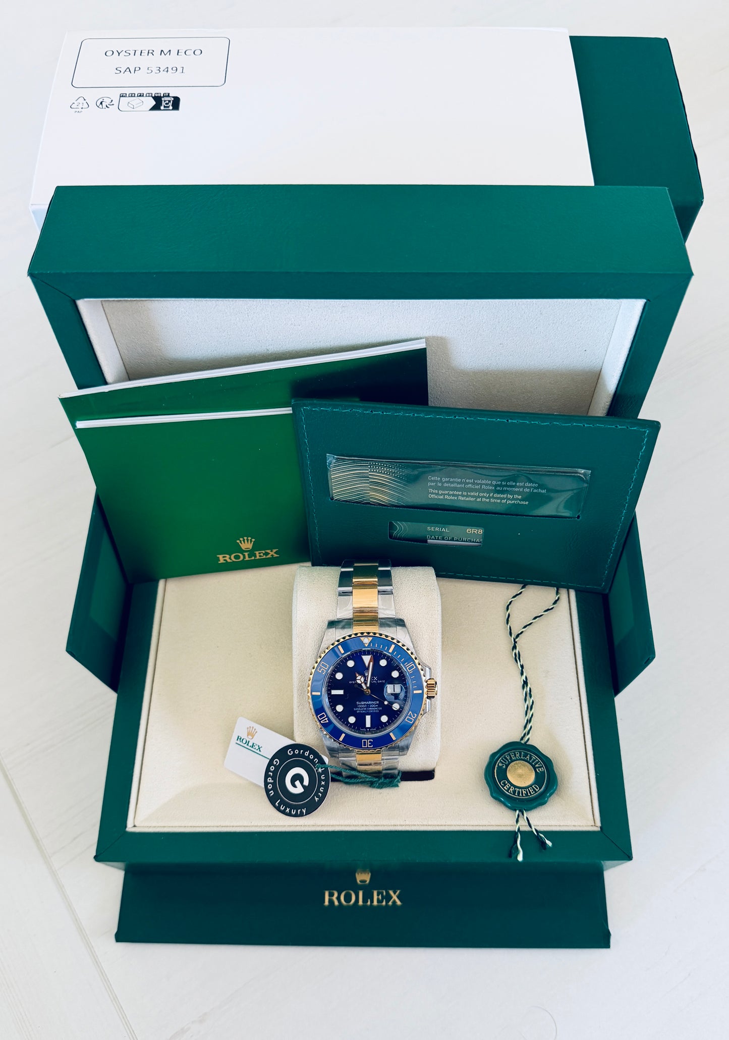 Submariner Monterad (100) "Bluesy" 41mm 126613LB Tvåton Blå Urtavla Guldpläterat stål