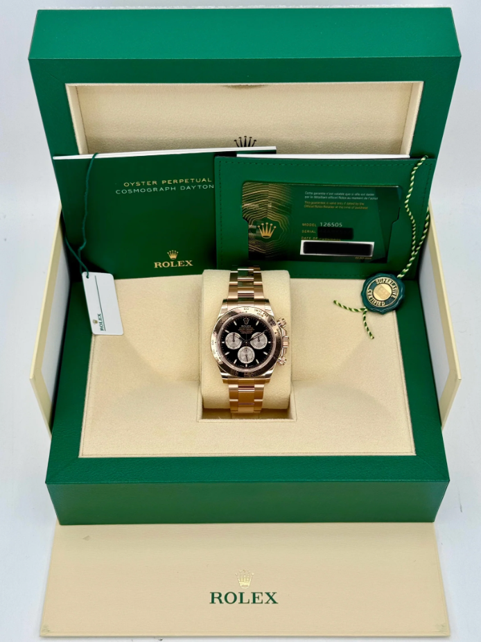 NEW 2024 Daytona Assembled (100) 40mm 126505 Rose Gold-plated Black Dial