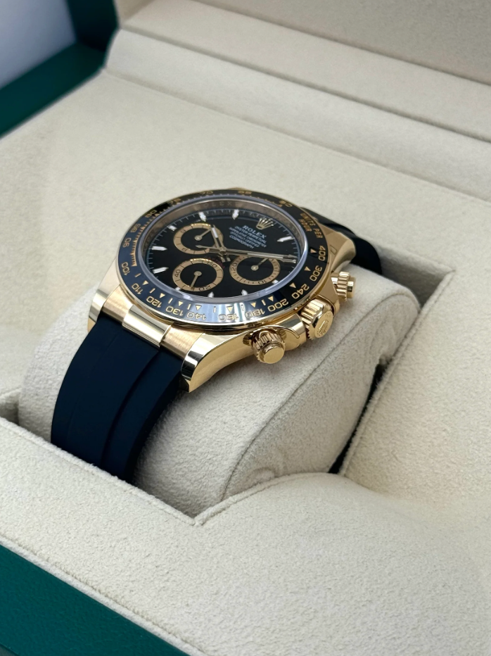 NEW 2024 Daytona Assembled 40mm 126518LN Yellow Gold-plated Oysterflex Black Dial