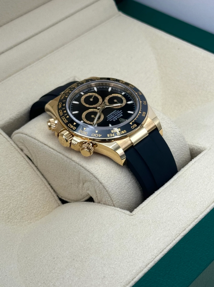 NEW 2024 Daytona Assembled 40mm 126518LN Yellow Gold-plated Oysterflex Black Dial