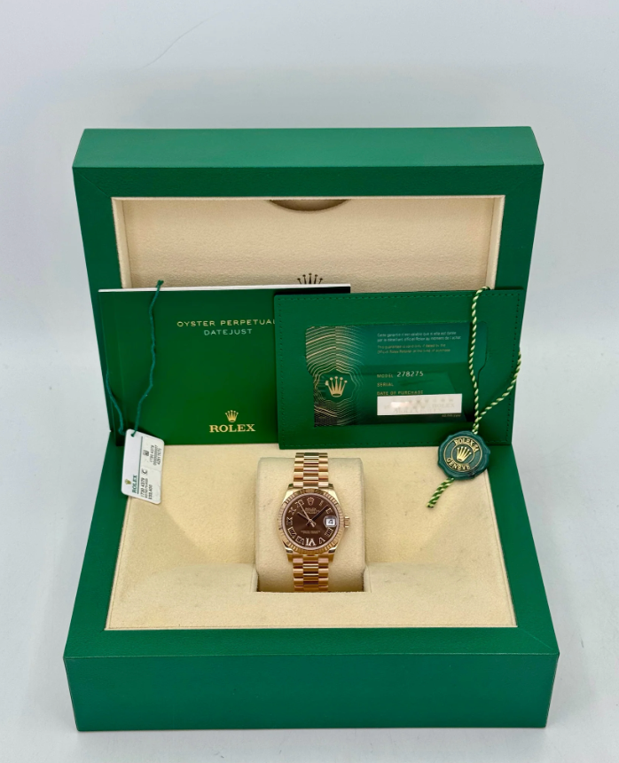 Datejust Assembled (80%) Lady-Datejust 31mm 278275 Rose Gold Chocolate Dial