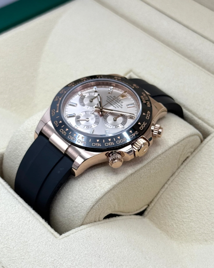 Daytona Assembled (100) 40mm 116515LN Rose Gold-plated Oysterflex Sundust Baguette Dial