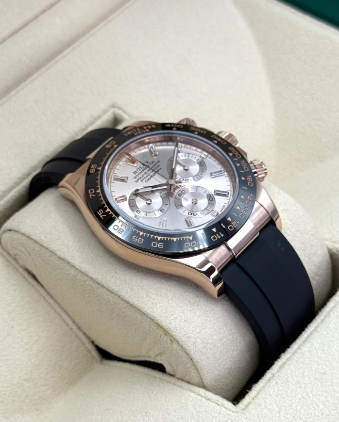 Daytona Assembled (100) 40mm 116515LN Rose Gold-plated Oysterflex Sundust Baguette Dial