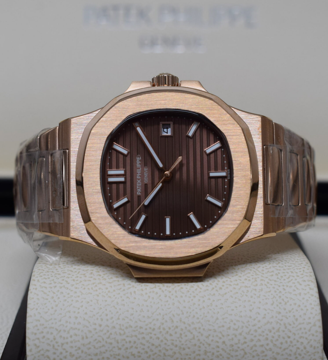 PP Assembled 90% 5968R Nautilus 5711/1R-011 rose gold-plated brown dial
