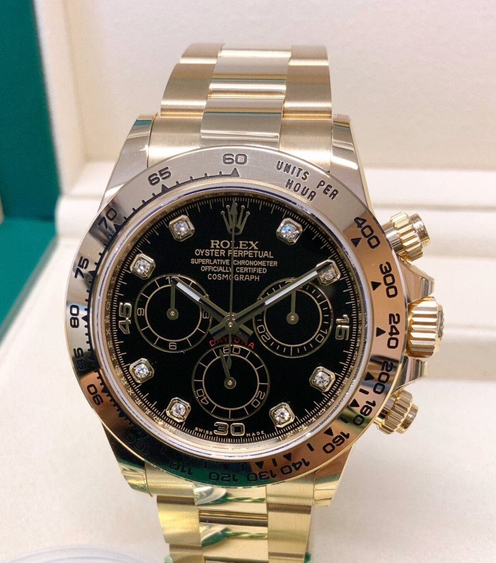 Daytona Assembled 80% 116508 Yellow Gold Black diamond Dial
