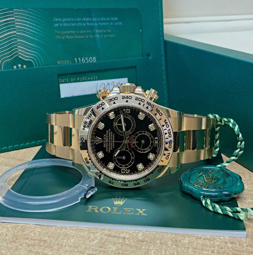 Daytona Assembled 80% 116508 Yellow Gold Black diamond Dial
