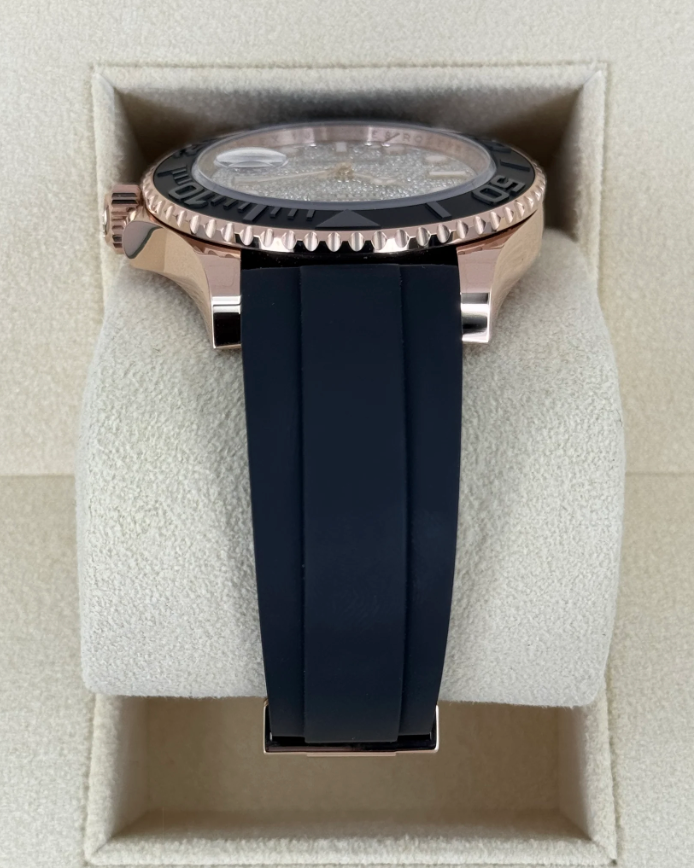 New 2025 Yacht-Master Assembled 100% 40mm 126655 Rose Gold-Plated Diamond Paved Dial