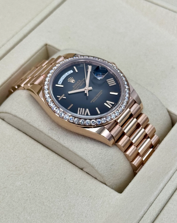 Day-Date Assembled New 2025 40mm 228345RBR Rose Gold Slate Ombre Dial