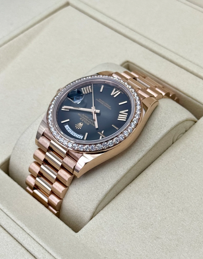 Day-Date Assembled New 2025 40mm 228345RBR Rose Gold Slate Ombre Dial