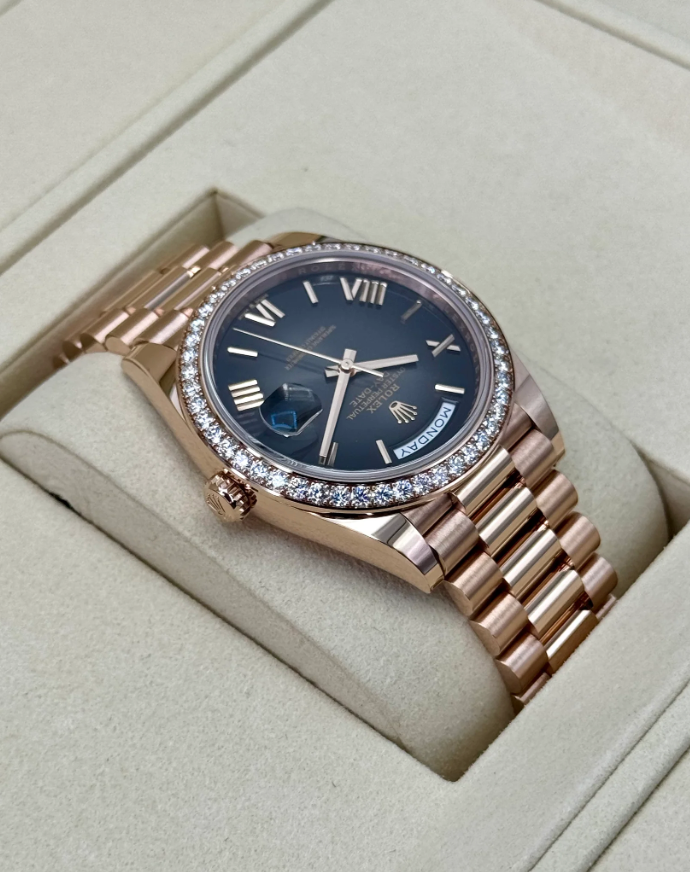 Day-Date Assembled New 2025 40mm 228345RBR Rose Gold Slate Ombre Dial