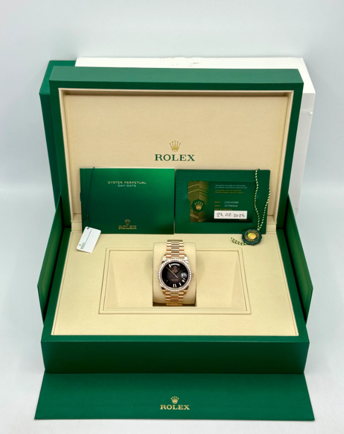 Day-Date Assembled New 2025 40mm 228345RBR Rose Gold Slate Ombre Dial