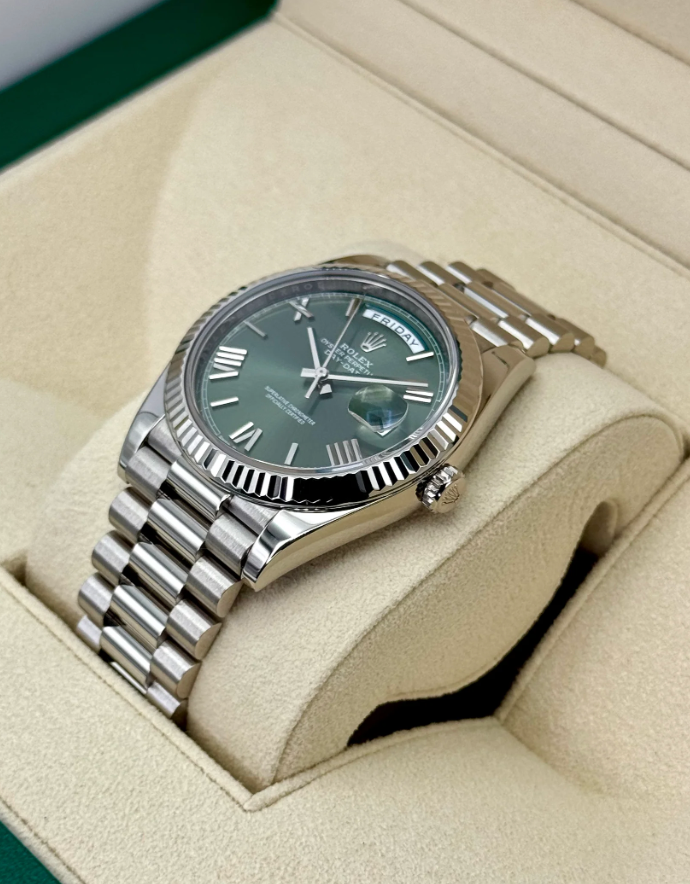 Day-Date Assembled 40mm 228239 White Gold Plated Olive Dial