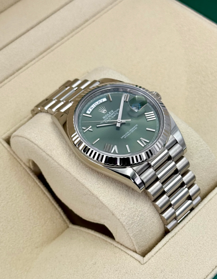Day-Date Assembled 40mm 228239 White Gold Plated Olive Dial