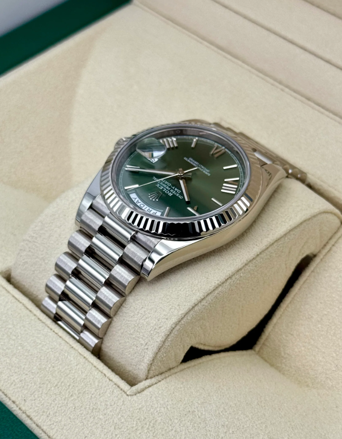 Day-Date Assembled 40mm 228239 White Gold Plated Olive Dial