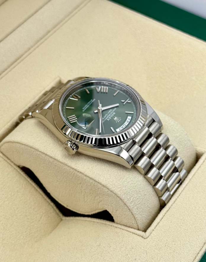 Day-Date Assembled 40mm 228239 White Gold Plated Olive Dial