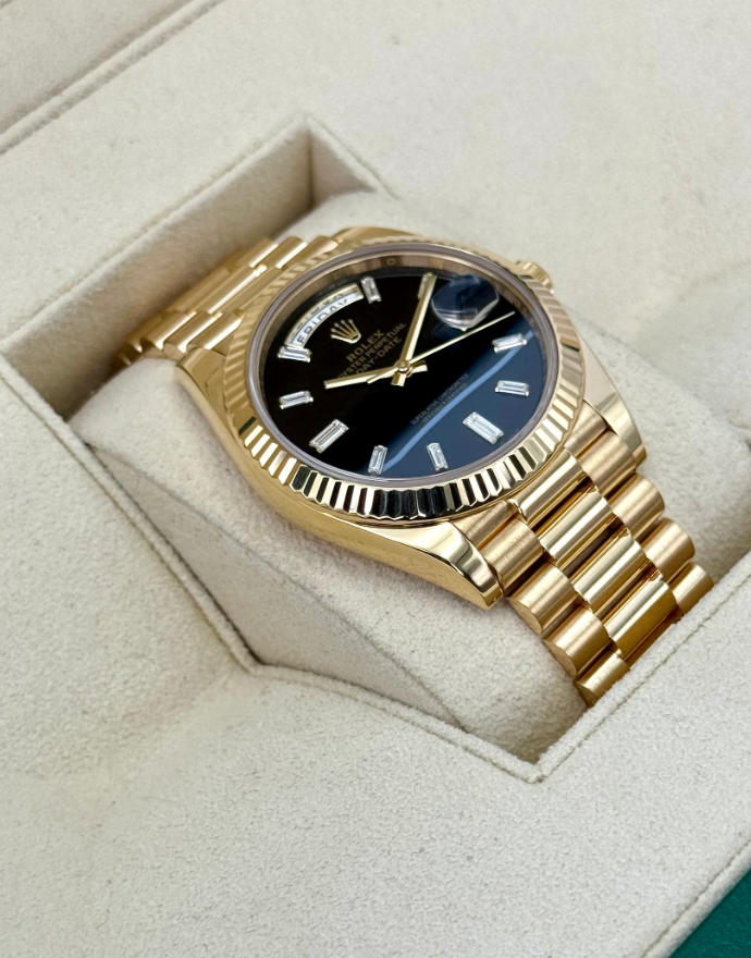 Day-Date Assembled 40mm 228238 Yellow Gold Black Onyx Diamond Dial