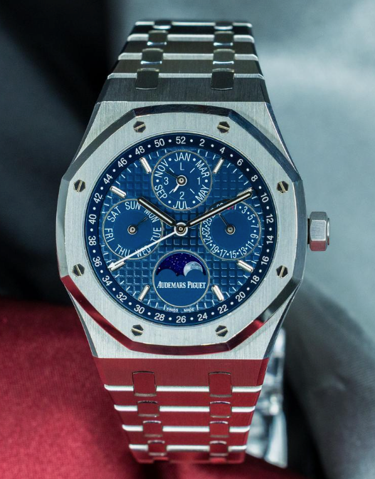 AP samlet Royal Oak Perpetual Calendar 41mm “Full Brick” 26574ST blå urskive