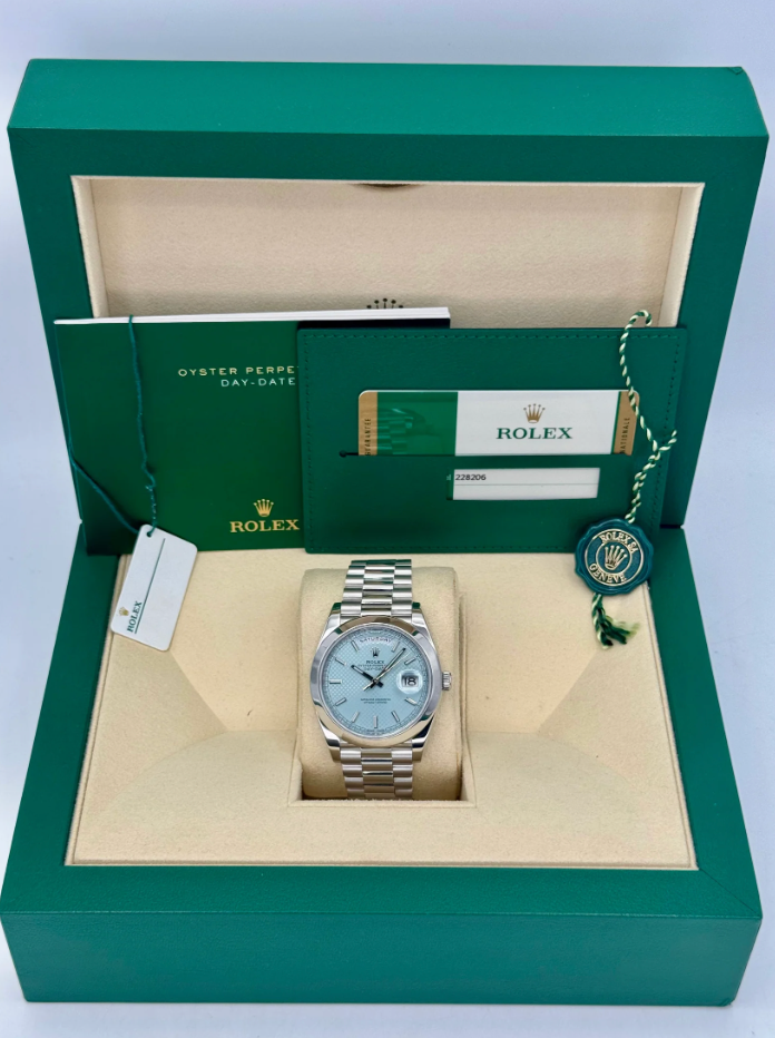 Day-Date Assembled 2018 40mm 228206 Steel Jubilee Ice Blue Motif Dial