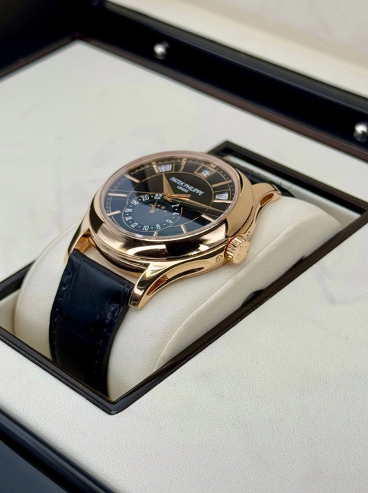 PP Annual Calender Assembled 90% 40mm 5205R Rose Gold Black Dial