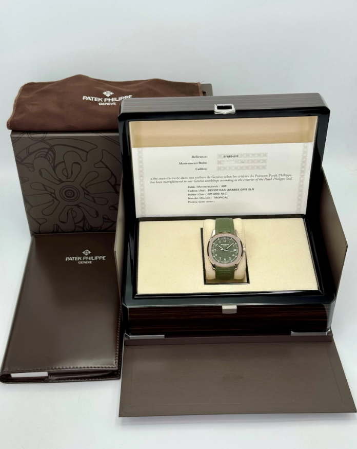 PP Assembled 90% Aquanaut 5168G 42.2mm White Gold Green Dial