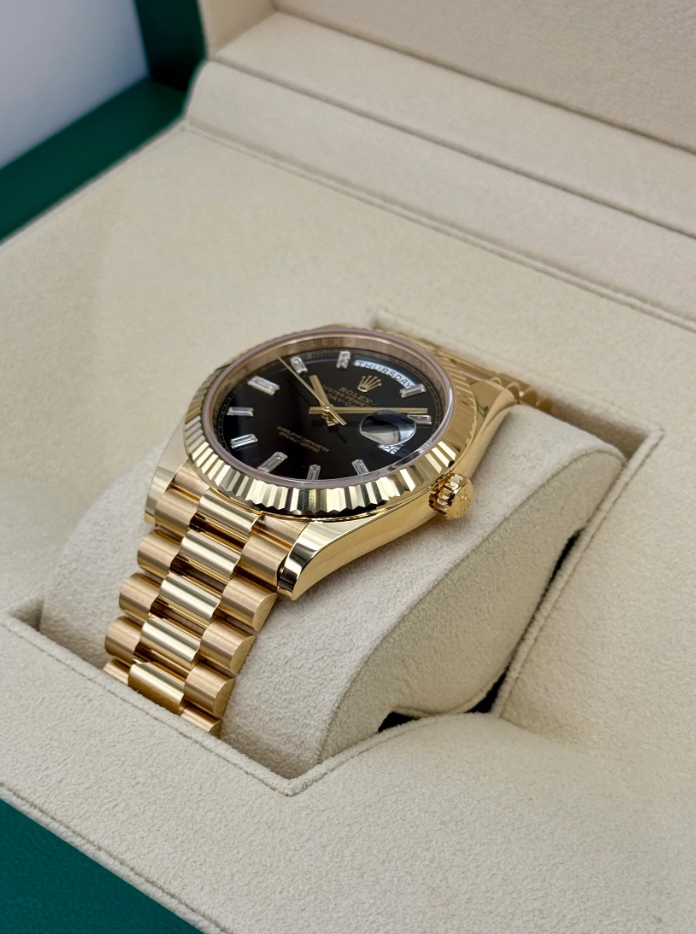 Day-Date Assembled 40mm 228238 Black Diamond Baguette Dial