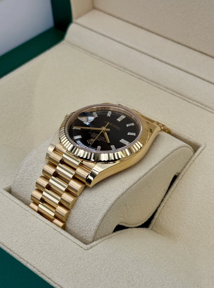 Day-Date Assembled 40mm 228238 Black Diamond Baguette Dial