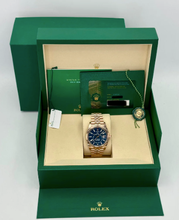 NUEVO 2025 Sky-Dweller Montado 42mm 336935 Oro Rosa Jubilee Esfera Azul