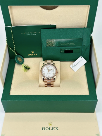 Day-Date Samlet 40mm 228238 Præsident Hvid Skive rosè