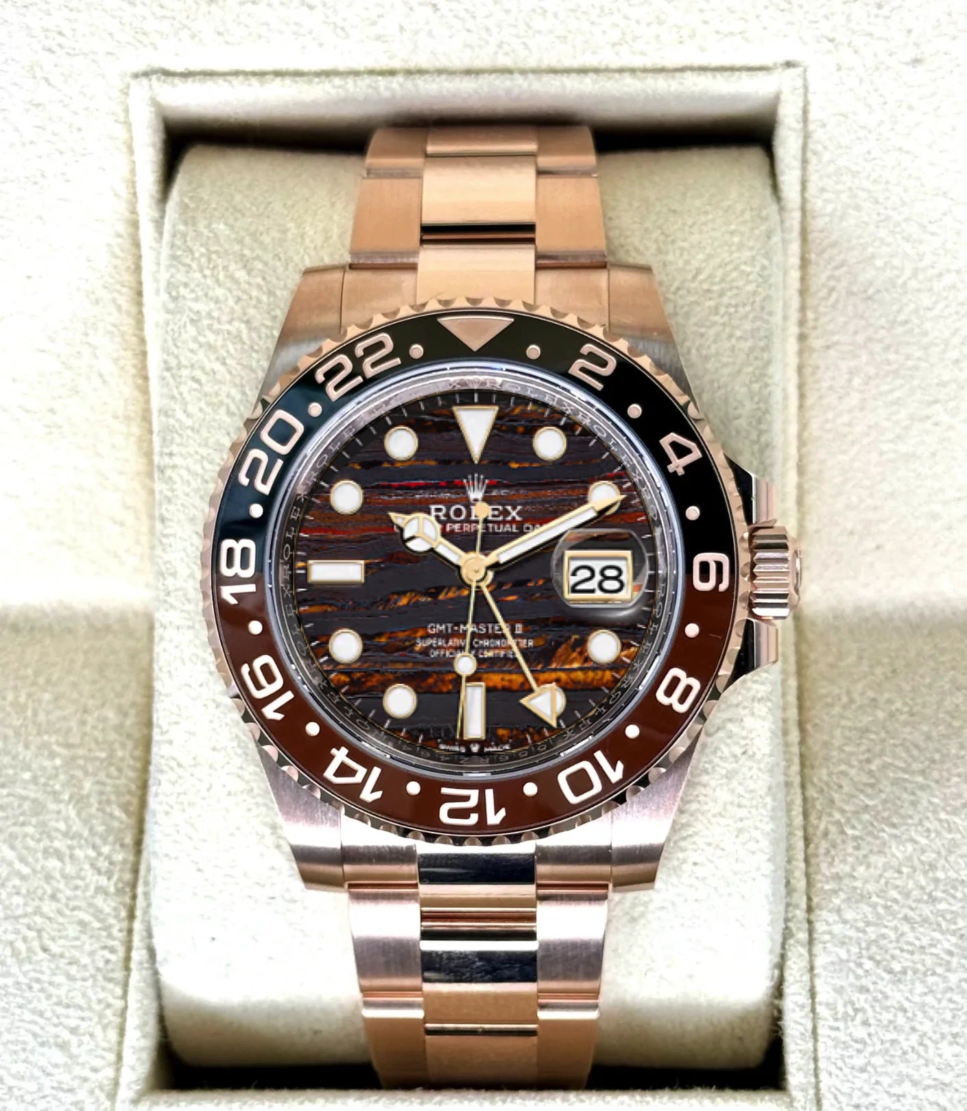 NEW 2025 GMT-Master II Assembled (100) "Rootbeer" Iron eye Dial 40mm 126715CHNR Rose Gold-plated steel