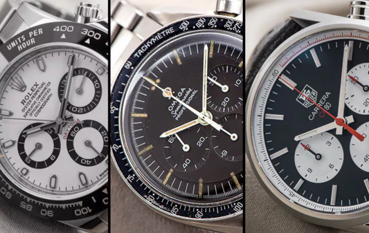 Chronographs compared: Rolex Daytona replica, TAG Heuer Carrera replica, Omega Speedmaster replica