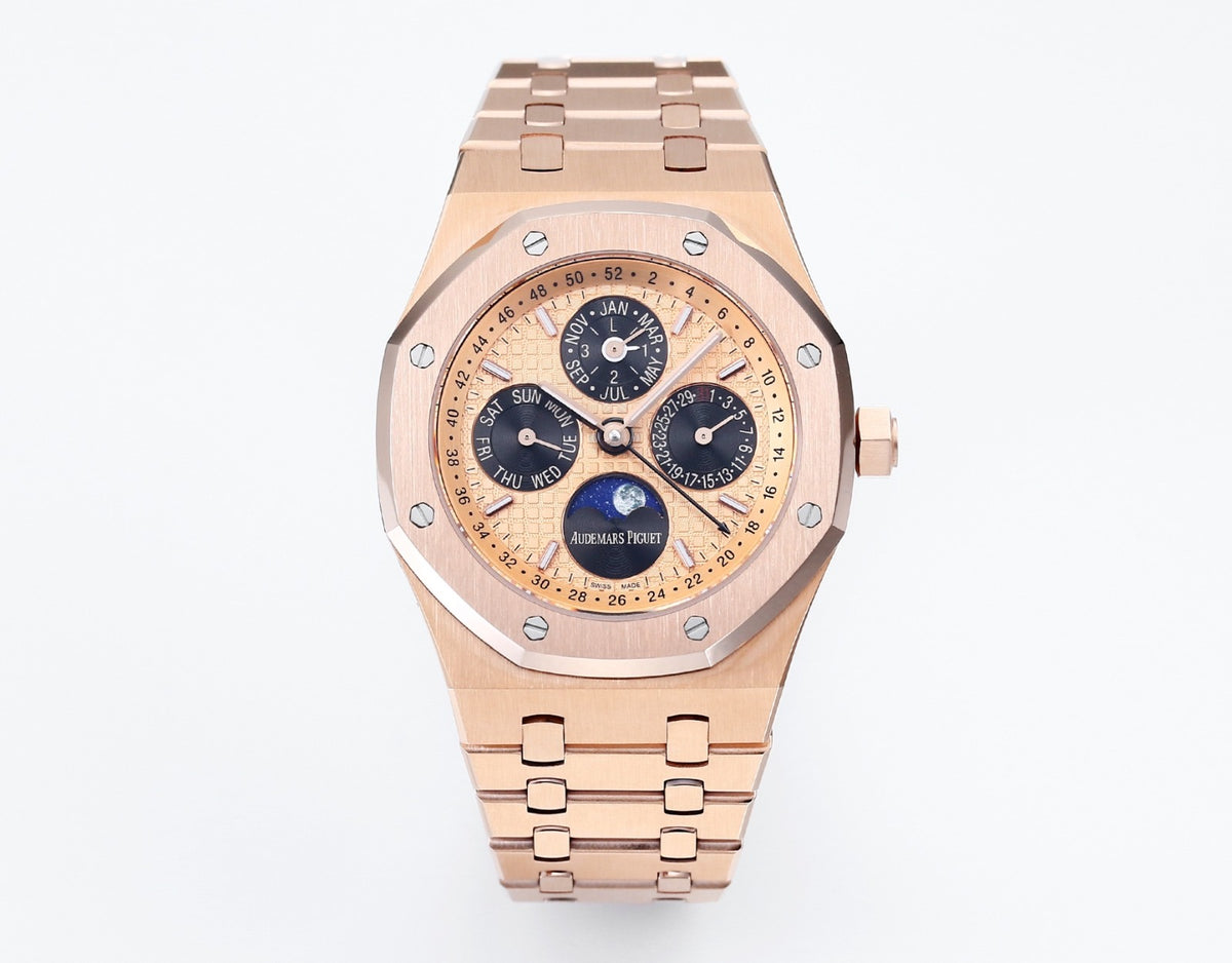 AP samlet Royal Oak evighedskalender 41mm stål-rosè 26574ST rosè urskive