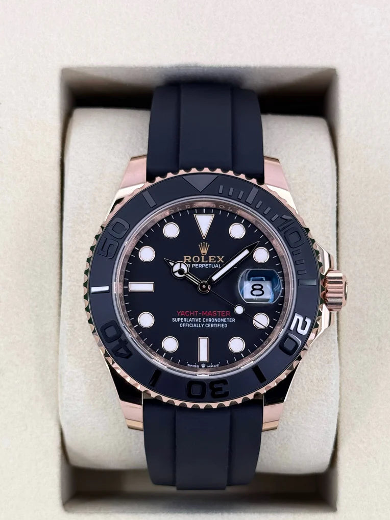 NEW 2025 Yacht-Master Assembled (100) 40mm 126655 Rose Gold Oysterflex Black Dial