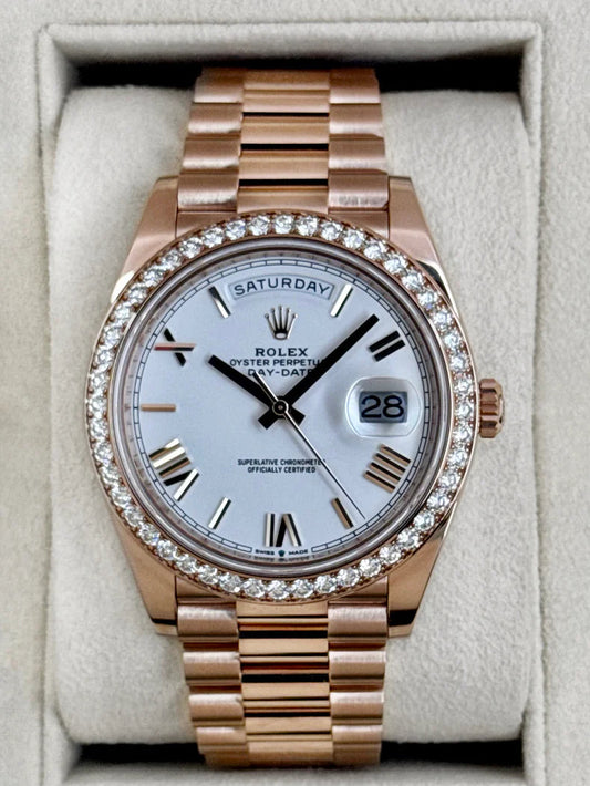 Day-Date Assemblato 40mm 228345RBR Oro Rosa Quadrante Bianco