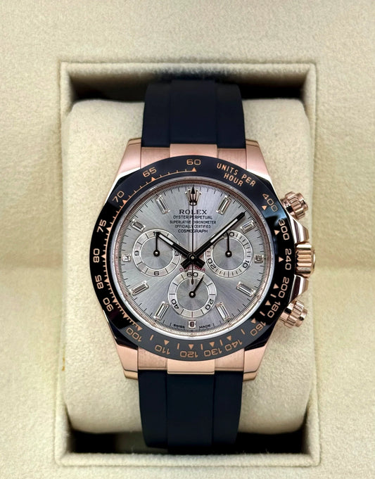 Daytona Assembled (100) 40mm 116515LN Rose Gold-plated Oysterflex Sundust Baguette Dial