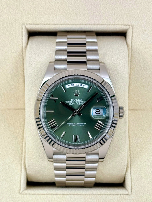 Day-Date Assembled 40mm 228239 White Gold Plated Olive Dial
