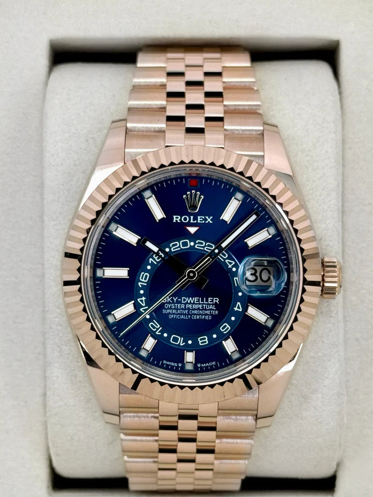 NUEVO 2025 Sky-Dweller Montado 42mm 336935 Oro Rosa Jubilee Esfera Azul