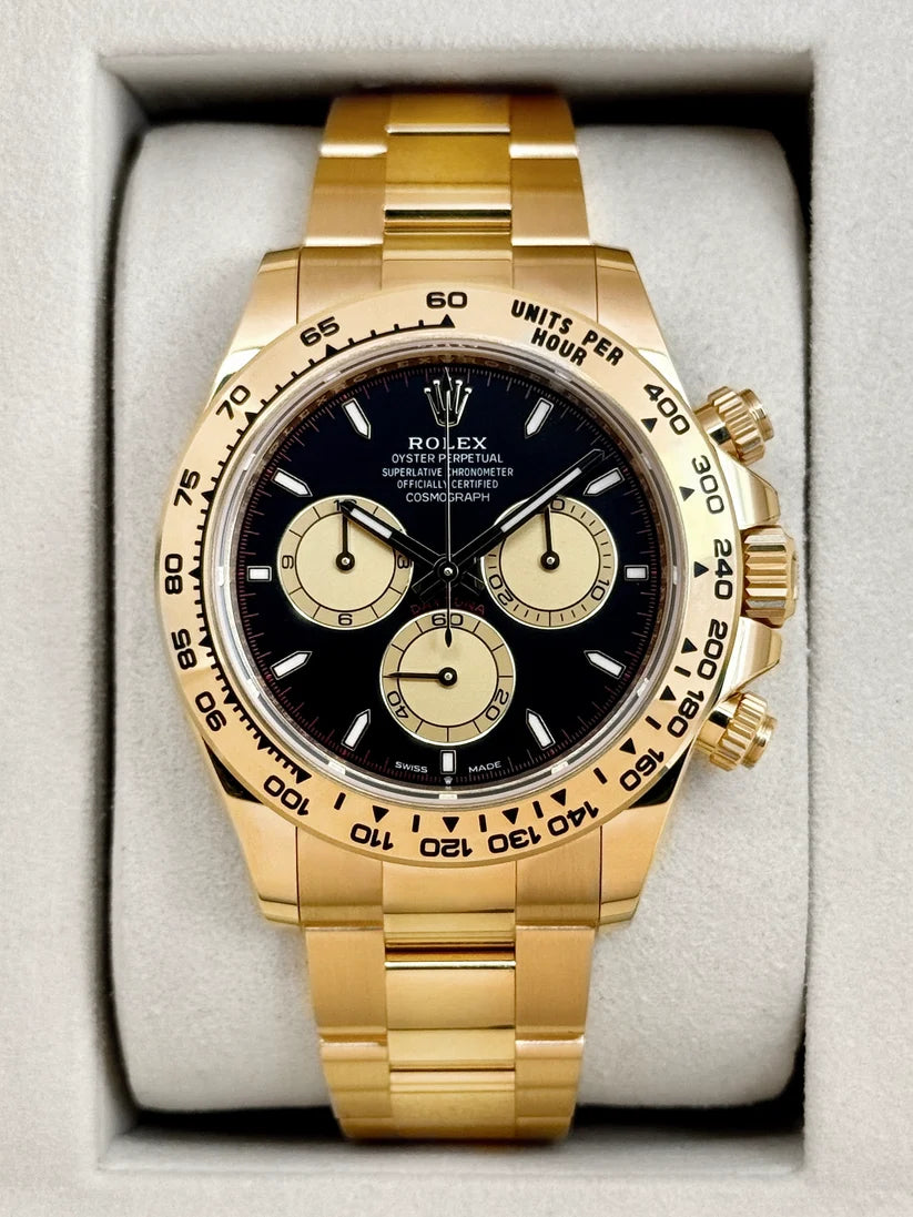 Ny Daytona 2026 samlet (100) "Paul Newman" 40 mm 126508 gulguld sort urskive