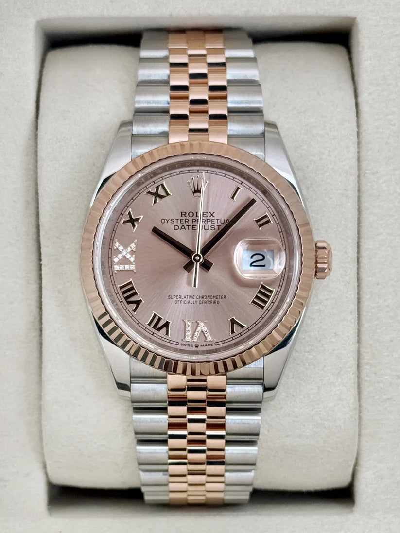 Datejust samengesteld (100) 36 mm 126231 tweekleurige Jubilee-horloge met roségouden diamanten wijzerplaat