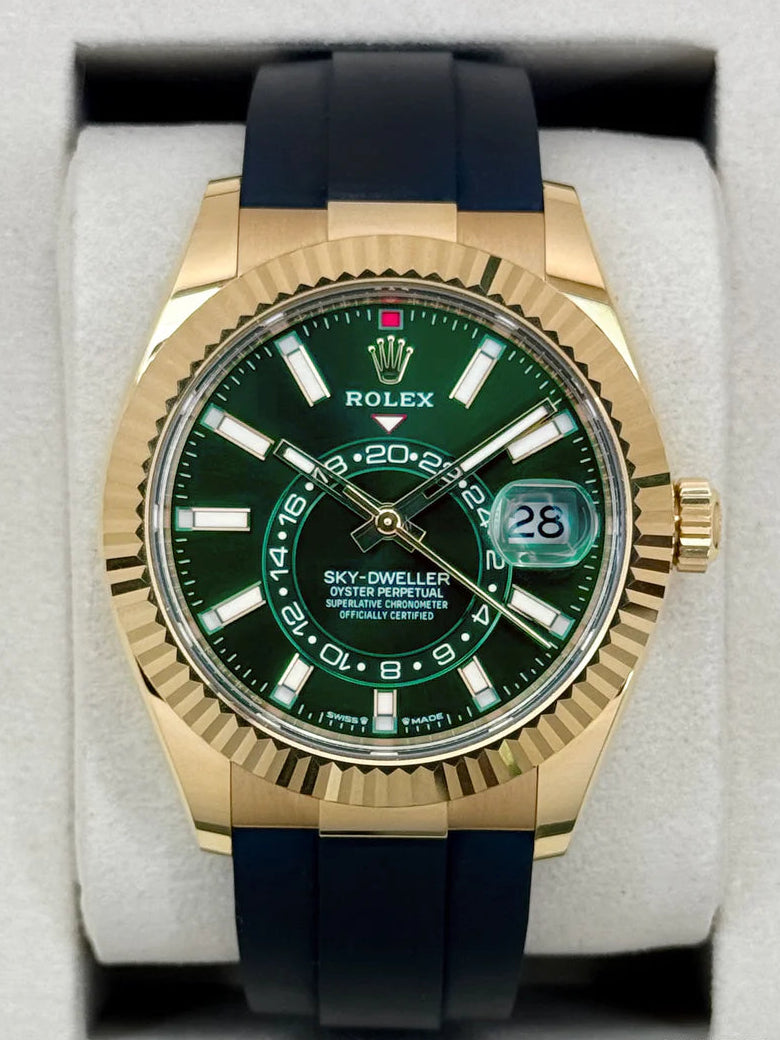 Sky-Dweller Samlet 42mm 336238 Gulguld Oysterflex Grøn Skive