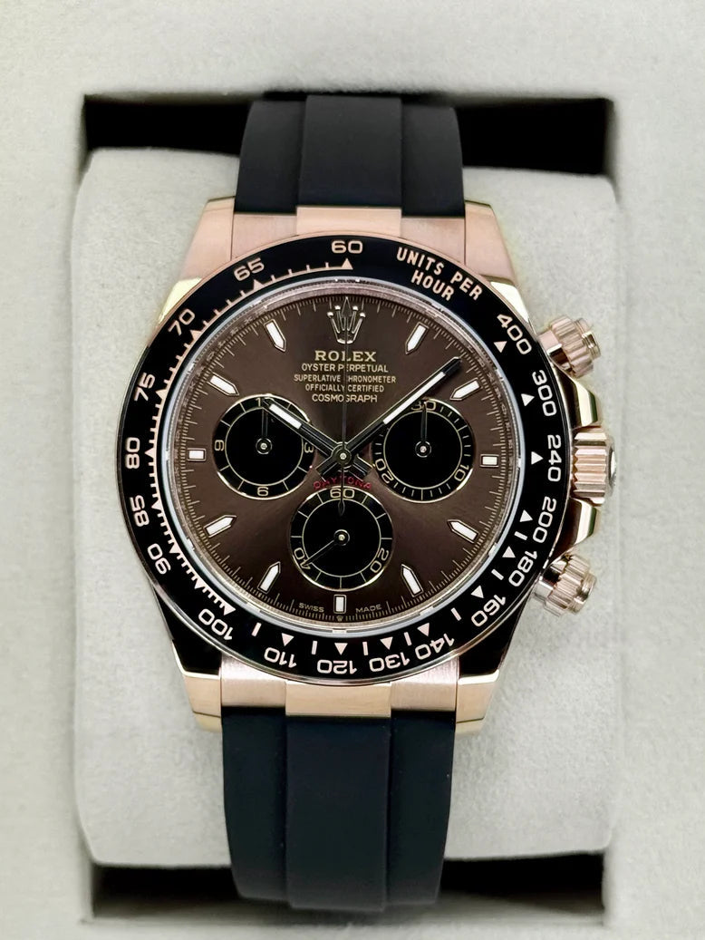 NUOVO 2025 Daytona Assemblato 40mm 126515LN Oro rosa Cinturino Oysterflex Quadrante cioccolato