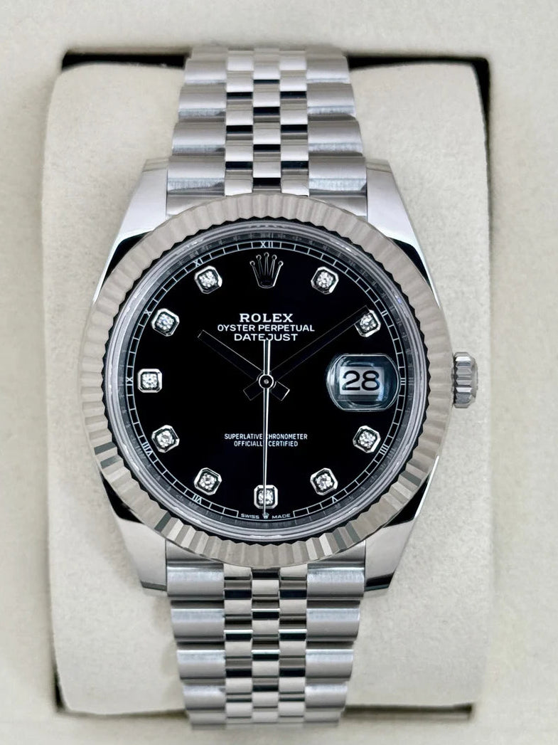 Datejust Samlet (100) 41mm 126334 Rustfrit Stål Jubilee Sort Diamant Skive