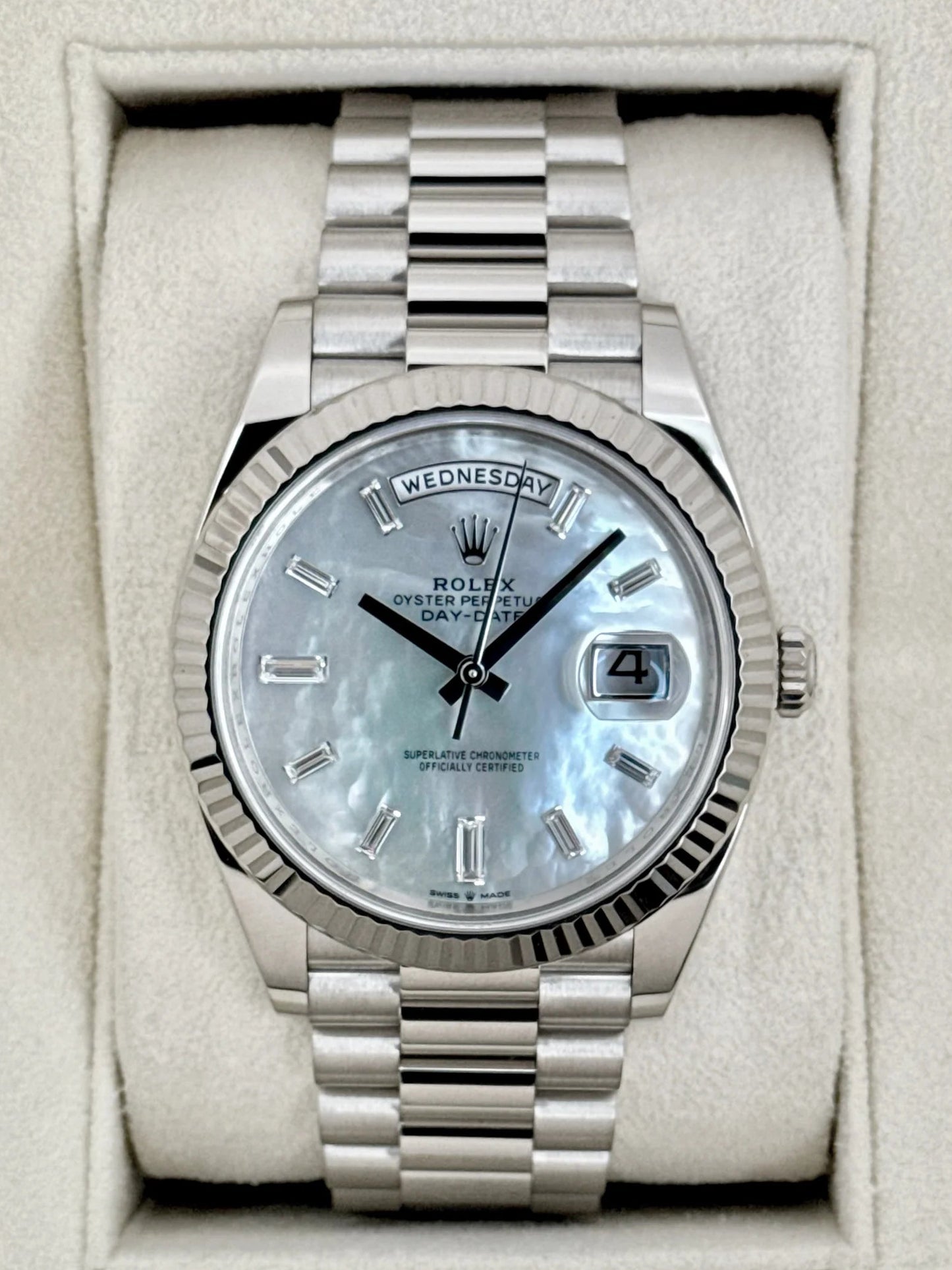 Day-Date Assembled 40mm 228239 Presidential White Gold MOP Diamond Dial