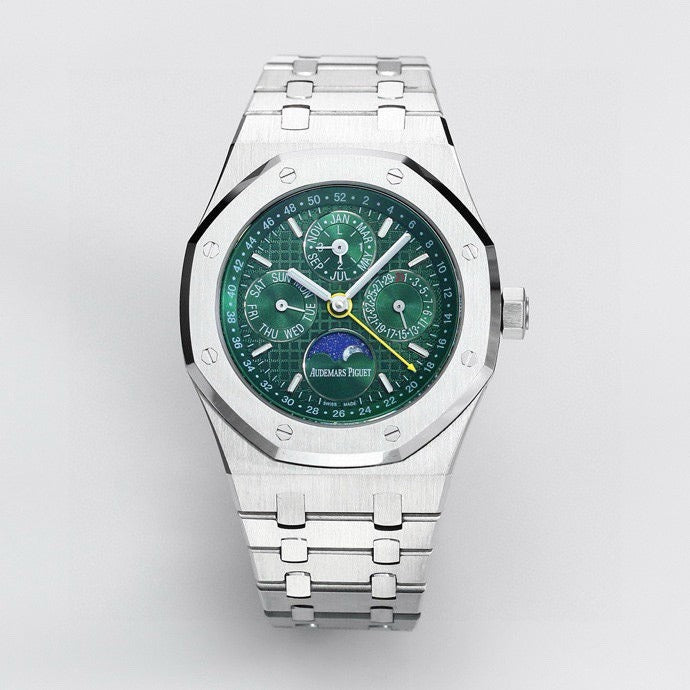 AP samlet Royal Oak evighedskalender 41mm 26574ST grøn urskive