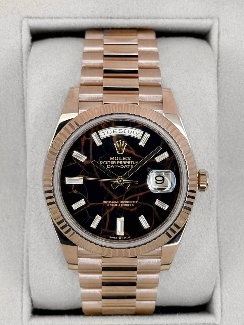 Day-Date Assembled 40mm 228235 Rose Gold-plated Eisenkiesal Baguette Dial