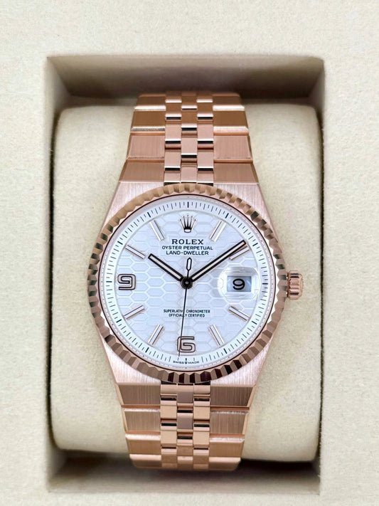 Land-Dweller 90% 36mm 127235 Rose Gold Flat Jubilee White Dial