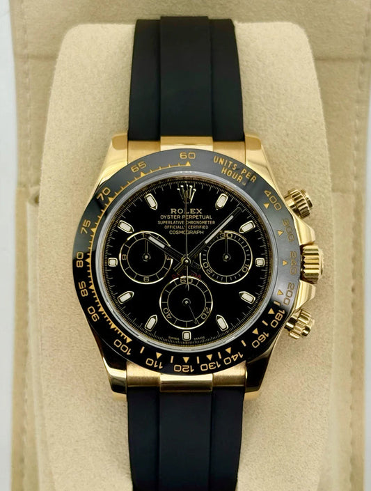 Daytona Assembled 40mm 116518LN Yellow Gold Oysterflex Black Dial (CPO)